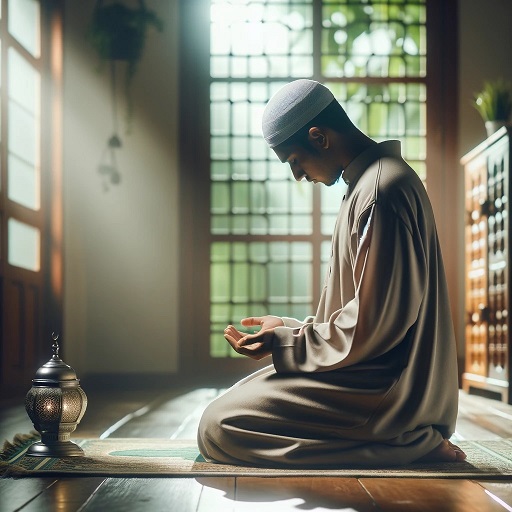 Image of a Muslim individual in a moment of prayer