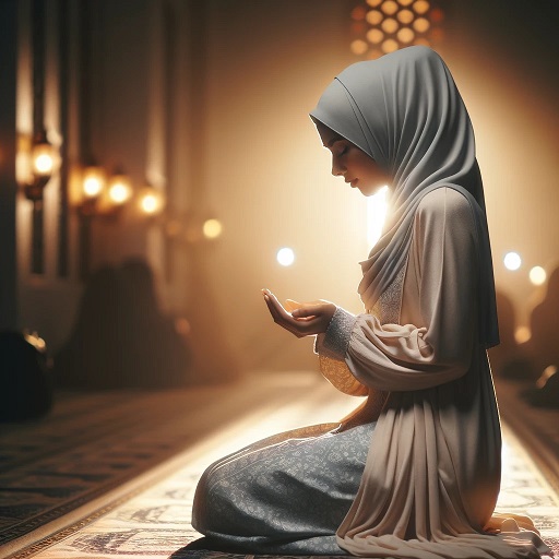 Image of a Muslim woman in a moment of prayer